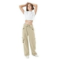 thumbnail image 3 of Rolanko Girls Cargo Pants Wide Leg Loose Cargo Trousers with Pockets Streetwear Kids Pants 4-15 Years, 3 of 6