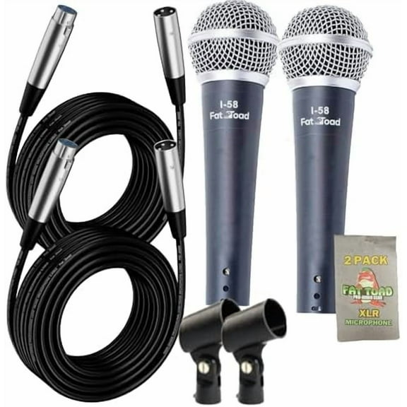 Handheld Dynamic Mics (Live ResponsePRO Edition) 2-Pack – Cardioid Vocal Microphones with Clips for DJ Karaoke, Studio Recording & Instruments$$Music