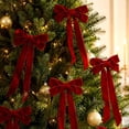 thumbnail image 5 of 10 Pack Velvet Christmas Tree Bows, lazos de terciopelo para arbol de navidad, 12.4 inch, Pre-Tied Long Tail Velvet Ribbon Bows, Christmas Wreath Decorations, Gift Wrapping Bows and Garland Decor, 5 of 7