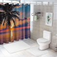 thumbnail image 7 of Orinice  Shower Curtain Set Sunset Palms Sunrise Seashore Coconut Summer Beach Sand Holiday Ocean with Non-Slip Rugs Toilet Lid Cover and Bath Mat Bathroom Decor Set  69x72, 7 of 7