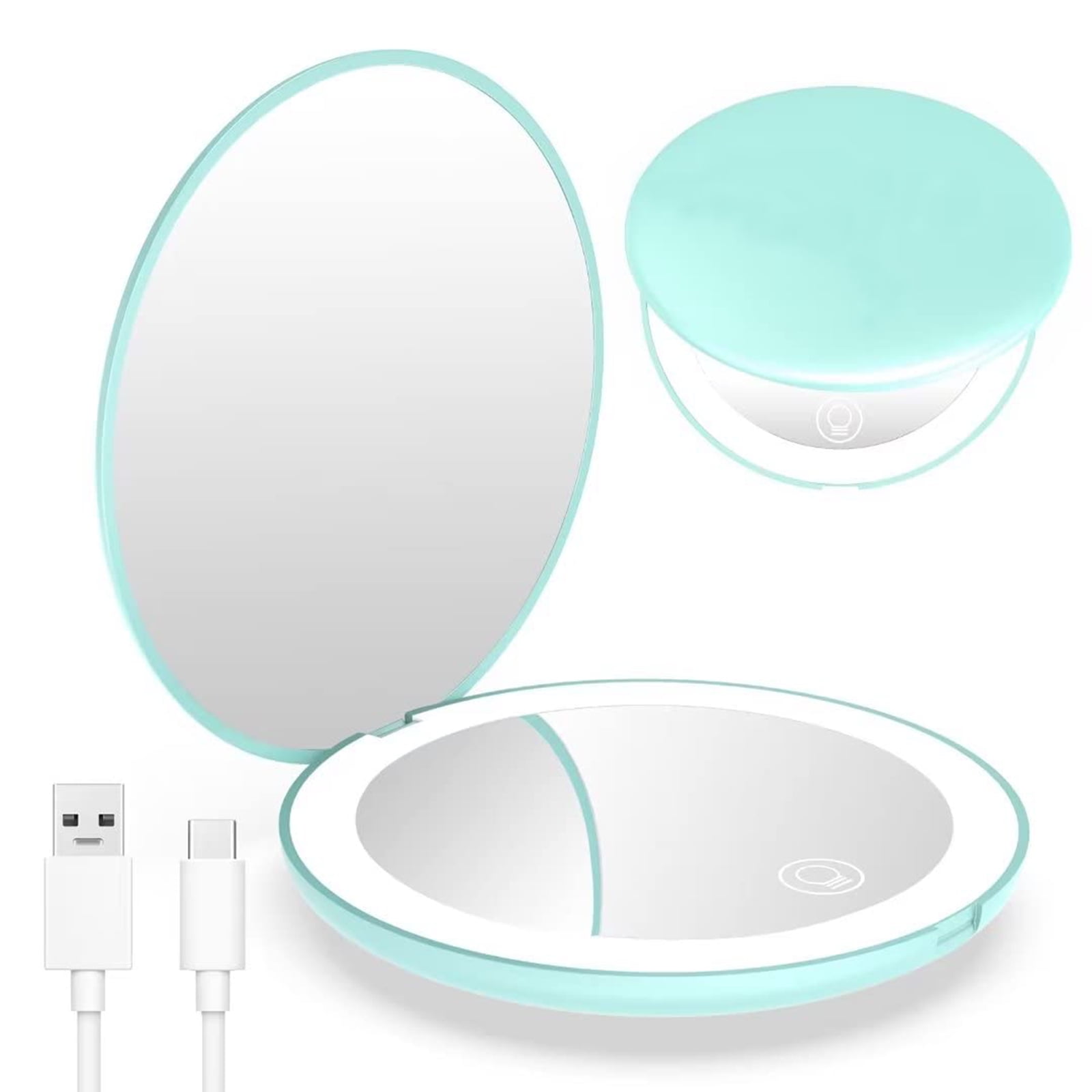 Led Compact Mirror, Rechargeable 1x/10x Magnification Compact Mirror
