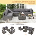 thumbnail image 5 of U-HOMY 7-Piece Patio Sectional Sofa Set with Cushions and Adjustable Backrest, Wicker Rattan Outdoor Furniture for Backyard, 5 of 9