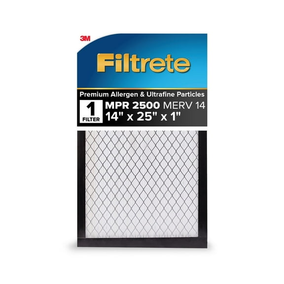 Filtrete 14x25x1 HVAC Furnace Air Filter, MPR 2500 MERV 14, Premium Allergen and Ultrafine Particles, 1 Filter