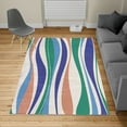 thumbnail image 2 of Vintage Turkish Area Rug, Retro Vibrant Stripes Funky Lines Design Patterns Abstract Print, Soft Carpet for Living Room Decor with Distressed Look, 4' X 5.7', Jade Green, by Ambesonne, 2 of 4