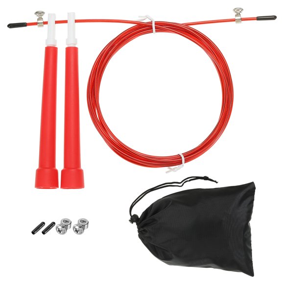 Unique Bargains Speed Jump Rope Adjustable Speed Skipping Rope with Storage Bag and Spare Parts Red