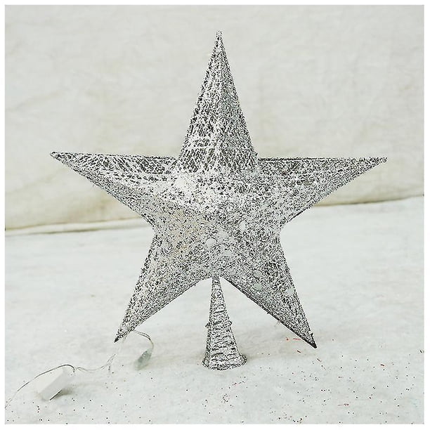 Adorno de estrella de hierro para árbol de Navidad, adornos brillantes para decoración de árbol de Navidad