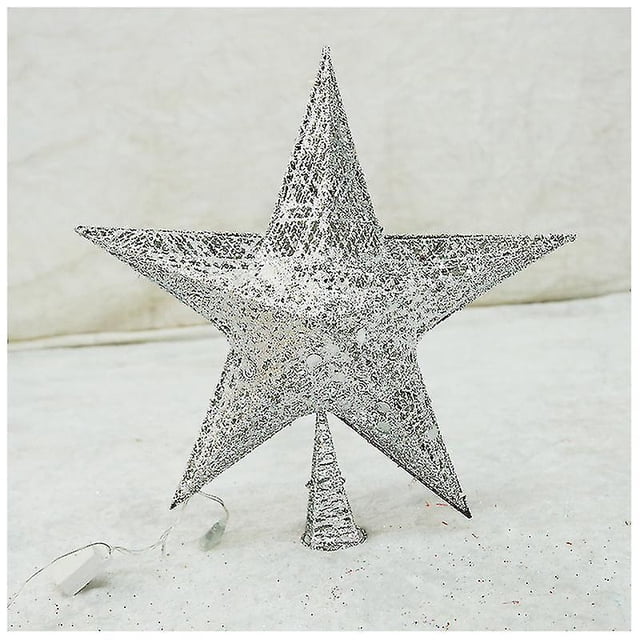 Adorno de estrella de hierro para árbol de Navidad, adornos brillantes para decoración de árbol de Navidad