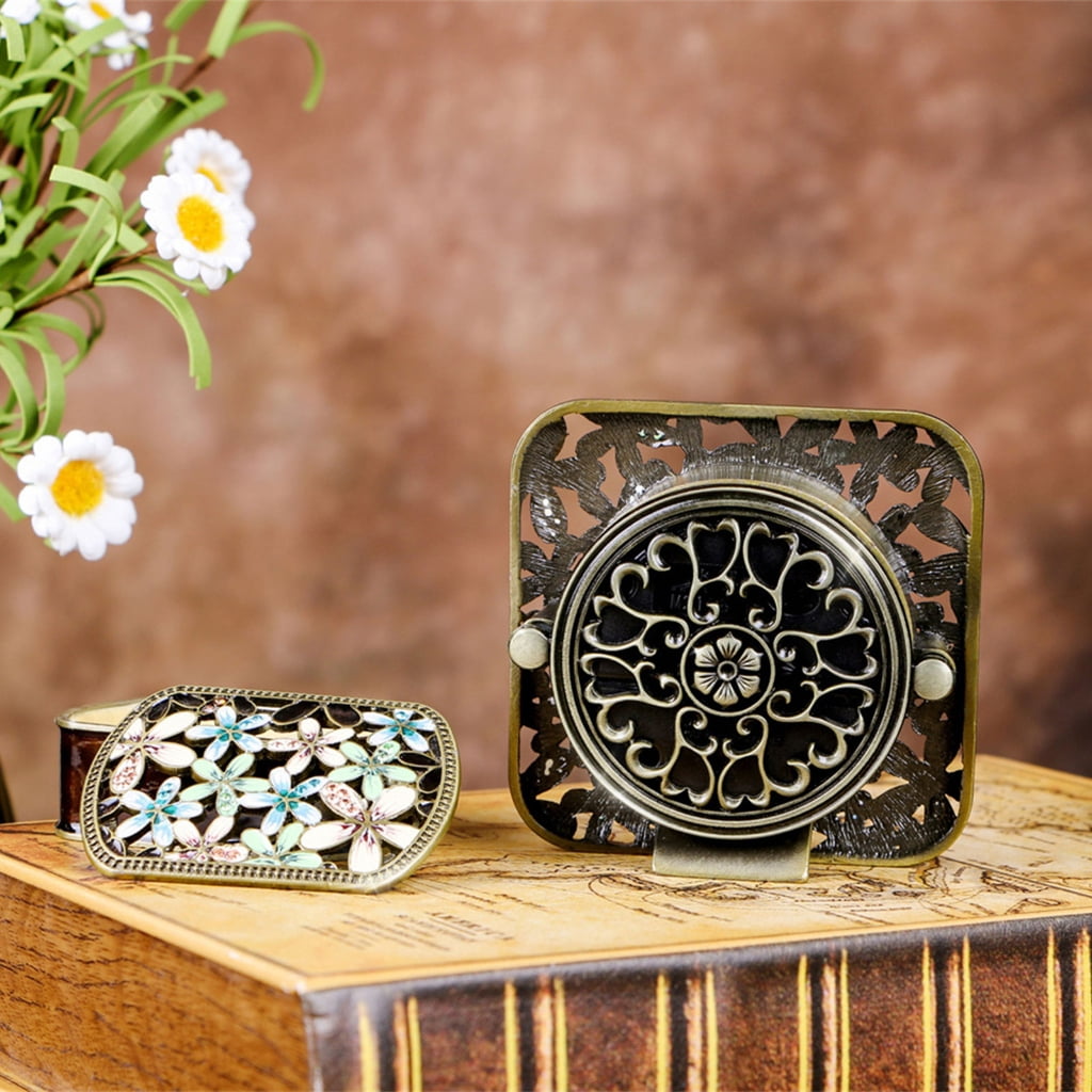 Desk Clock Floral Alarm with Enamel Finish, Decorative Small Table Clocks 1PC