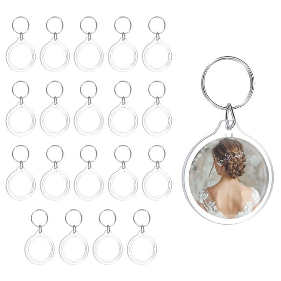 Uxcell 20 Pcs Photo Frame Keyring, 1.8 Inch Round Photo Keychains