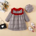 thumbnail image 5 of Mercatoo Baby Girl Spring Long Sleeve Dresses Plaid 𝐒mocked Dress Toddler Doll Collar Dress with Hat 2 Pcs, 5 of 8