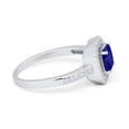 thumbnail image 2 of Halo Princess Cut Accent Ring Blue Sapphire CZ 925 Sterling Silver Size 7, 2 of 6