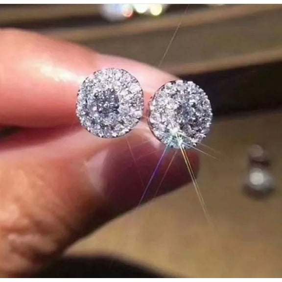 2.00Ct Round Cut Mossonite Stud Earrings 14K White Gold Plated