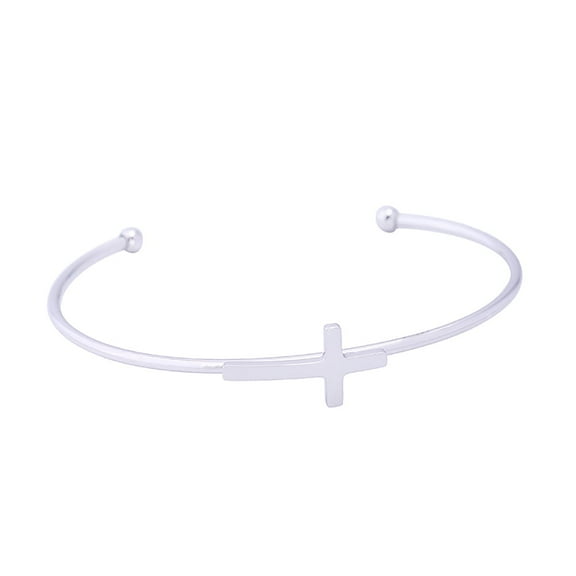Z.LP Jewelry  Minimalist Cross Cuff Bracelet - Open Bangle for Women, Gold/Silver/Rose Gold