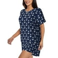 thumbnail image 3 of Womens Pajama Sets With Pocket, Anchor navyblue vintage print Lounge Sets Short Sleeve Sleepwear PJ Sets for Women, 3 of 6