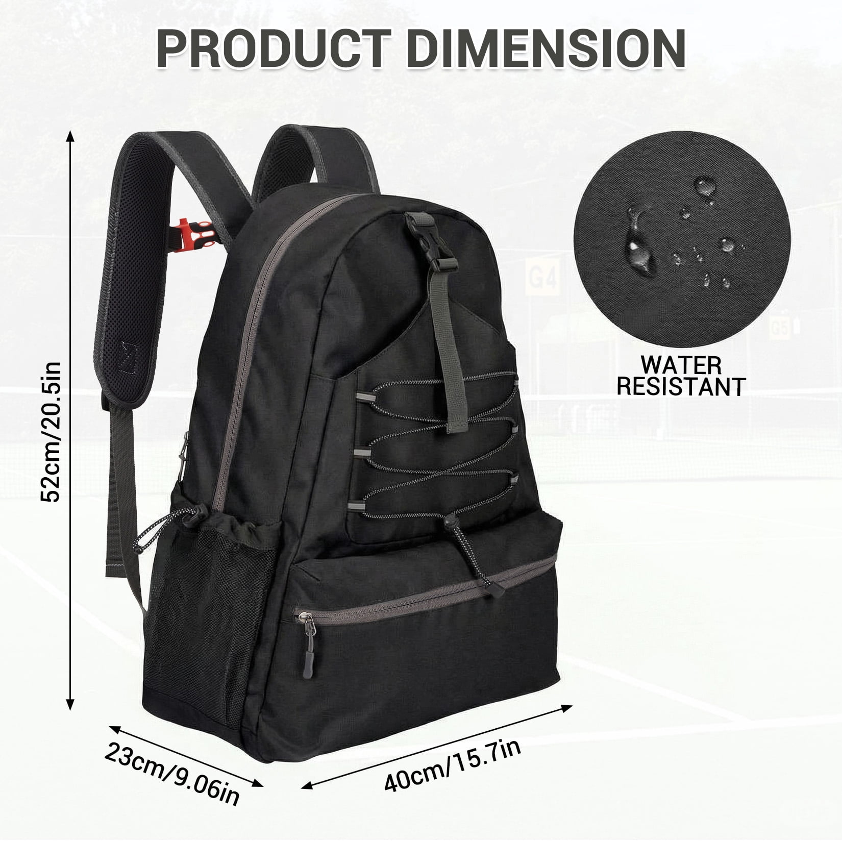 Ataucjin Tennis Backpack for Men Women, 2 Racket Pickleball Bag with Separate Shoe Compartment, Large Tennis Racket Bag for Racquet Sport Equipment