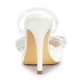 thumbnail image 2 of BLISSFUL STEP Women's Clear Strap Bow Stiletto Heels Mules Slide Sandals White (Size 8), 2 of 8