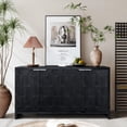 thumbnail image 3 of Accent Cabinet With 4 Doors And Adjustable Shelves, Wooden Sideboard Buffet Server Storage In Distressed Black For Living Room, Entry, Hallway, Office, Kitchen Dining Style Door Shelves Interior, 3 of 6