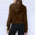 thumbnail image 3 of IROINNID Hoodie for Women Solid Casual Pullover Loose Long Sleeve Fall Basic Tops with Zipper Pocket,Brown, 3 of 6