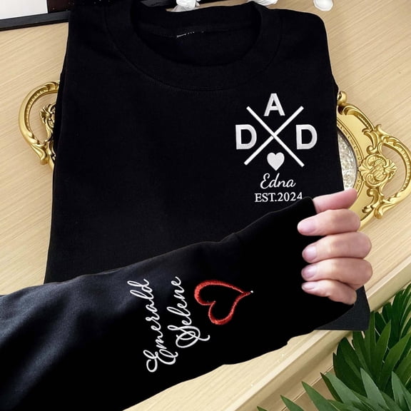 Personalized Embroidered Dad Sweatshirt Hoodie Custom T-shirt Meaningful Gift Father's Da