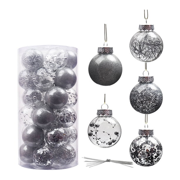 Bearachild Paquete de 30 bolas de Navidad, colgante decorativo de Navidad reutilizable para fiestas, bodas, cumpleaños, fotografía, patio, decoración del Kits de decoración para fiestas Plata Bearachild HA065288-04B