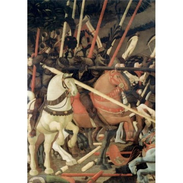 Posterazzi SAL263649 Bataille de San Romano Détail Ca1455 Paolo Uccello 1397-1475 Tempera Italienne sur Panneau de Bois Galleria degli Uffizi Florence Italie Affiche Impression - 18 x 24 Po.