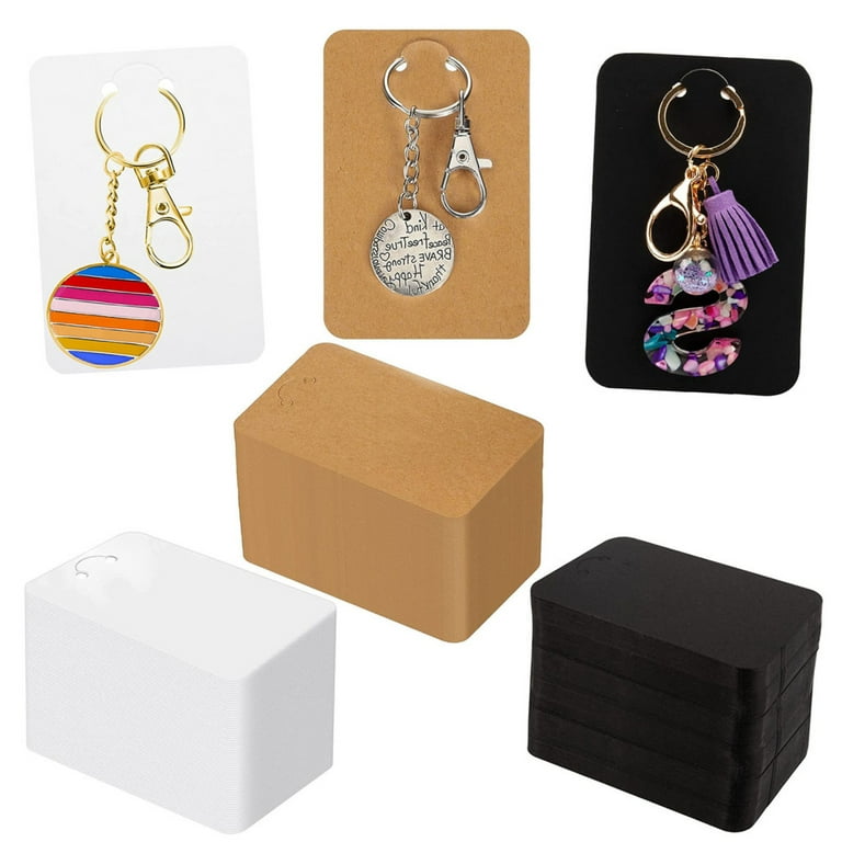 Anwyll Keychain Display Cards, 100 Pcs Black Keychain Display  Card Holder, 6 x 2.2 Inch Jewelry Display Cards, Thank You Keychain Cards  for Small Business Selling, Bulk Keychains Packaging Supplies 