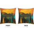 thumbnail image 4 of Forest Trees Painting Throw Pillow Case Square Cushion Cover Home Decorative Sofa Armchair Bedroom Livingroom Standard Mountain Forest Sunrise Sunset Pillowcase 18 X 18 Inch, 4 of 6
