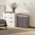 thumbnail image 2 of Seville Classics Hand-Woven Oval Double Laundry Hamper /w Liner, Gray, 2 of 4