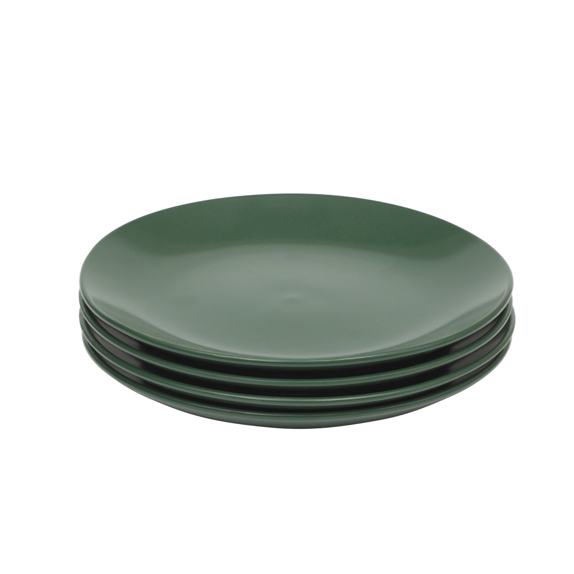 Gibson Home Simple Essential 12 Piece Plates and Bowls Porcelain Solid Color Dishes Ceramic Dinnerware Set - Hunter Green