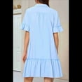 thumbnail image 4 of Women'S Summer Button Down Shirt Dress Casual Ruffle Sleeve Shift Mini Dresses with Pockets Light Blue S, 4 of 7