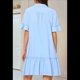 thumbnail image 4 of Vestido Camisero de Verano para Mujer, Informal, con Mangas con Volantes, Corte Recto, Minivestido con Bolsillos, Azul , Talla M, 4 of 8
