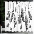 thumbnail image 4 of Ambesonne Grey Shower Curtain, Hand Drawn Feather, 69"Wx70"L, Black, 4 of 5