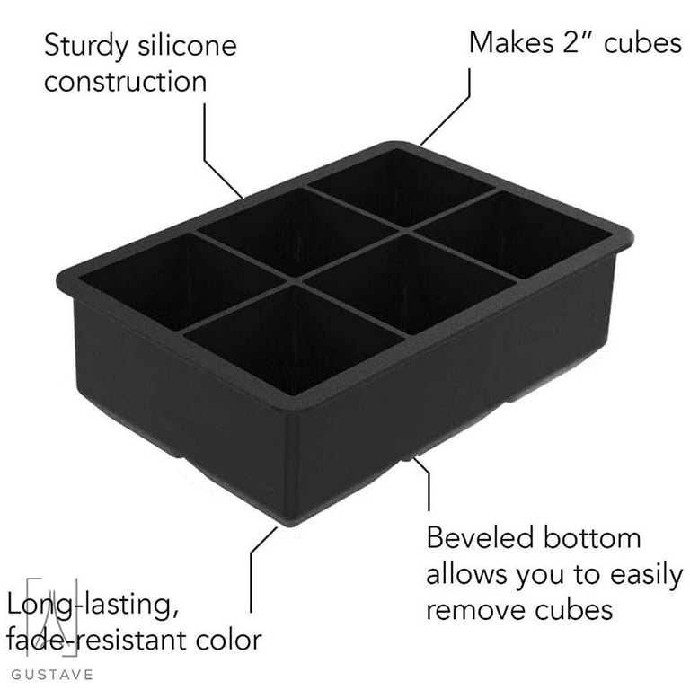  6 Slot Big Block Ice Mold - Black Silicone Extra Large