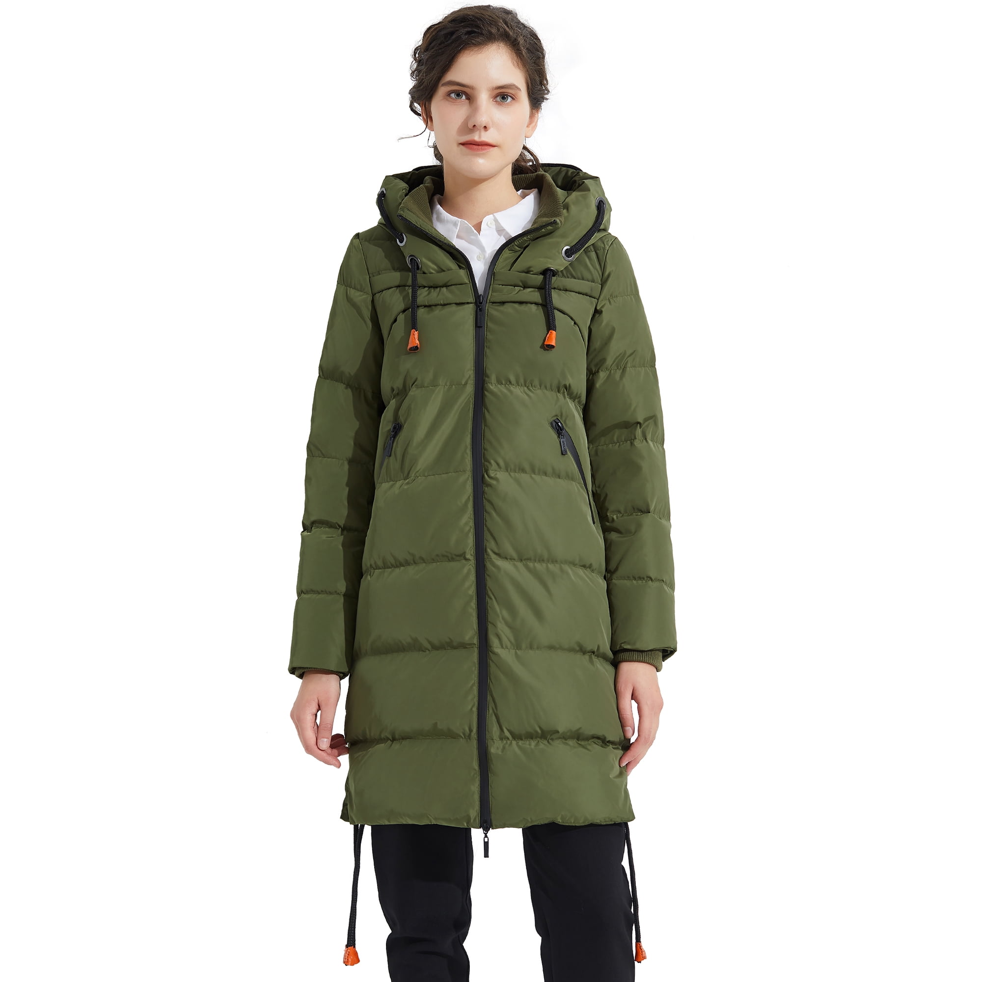 orolay women's thickened contrast color drawstring down jacket hooded coat