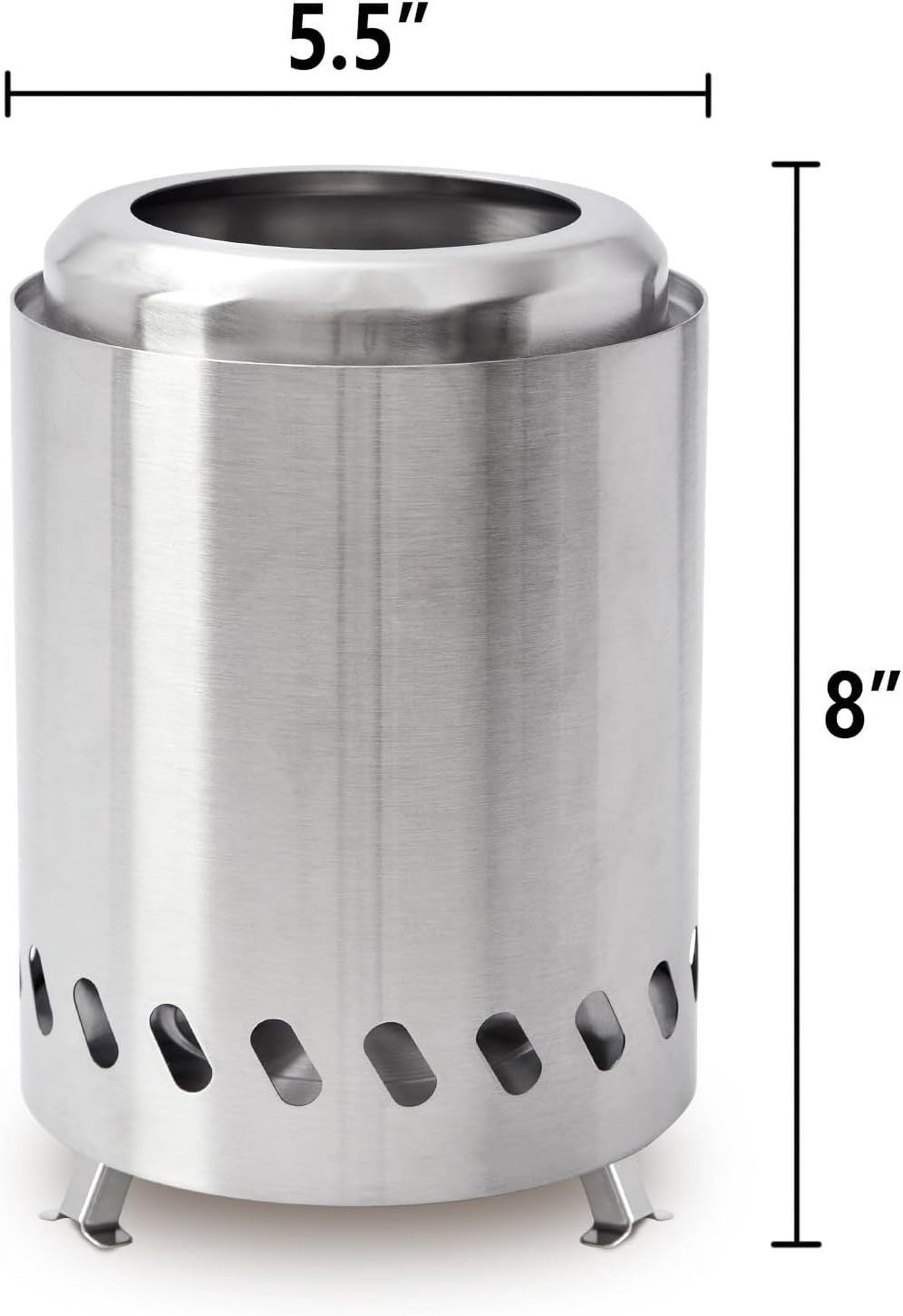 Camping stove Portable smoke-free barbecue stove, mini courtyard firewood stove, outdoor camping stove (Stainless Steel, 5.5 Inch)