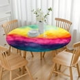thumbnail image 3 of Colorful Tie Dye Wave Pattern Round Fitted Tablecloth with Elastic Edge,Dining Table Cover Waterproof,Outdoor Round Tablecloth for Camping,Dining,Indoor and Outdoor, 3 of 7