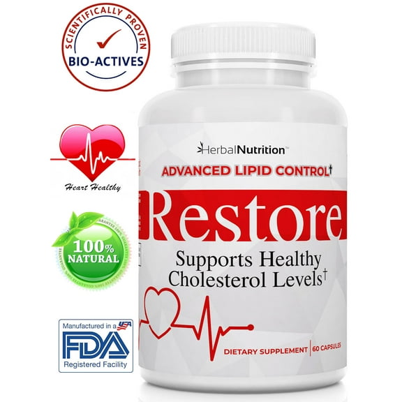 Restore - Supports Healthy Cholesterol, Red Yeast Rice, Grape Seed, Folic Acid for Advanced Lipid Control, All-Natural Bio-Actives, Helps Promote Healthy Cholesterol (One Bottles)