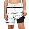 thumbnail image 2 of Guluxicc Boys Swim Trunks with Compression Kids Striped Printed Beach Shorts Summer Quick Dry Bathing Suit Swimsuit with Pockets, 2 of 10