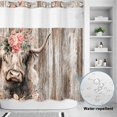 thumbnail image 2 of No Hook Shower Curtain, Spring Cow Floral Shower Curtains for Bathroom with See Through Top Window, Vintage Brown Wooden Farmhouse Waterproof & Washable Bath Curtain 66"x72", 2 of 9