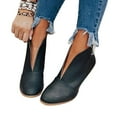 thumbnail image 1 of Women Autumn Winter Shoes Cutout Booties Chunky Block Heel Slip On Ankle Boots, 1 of 2
