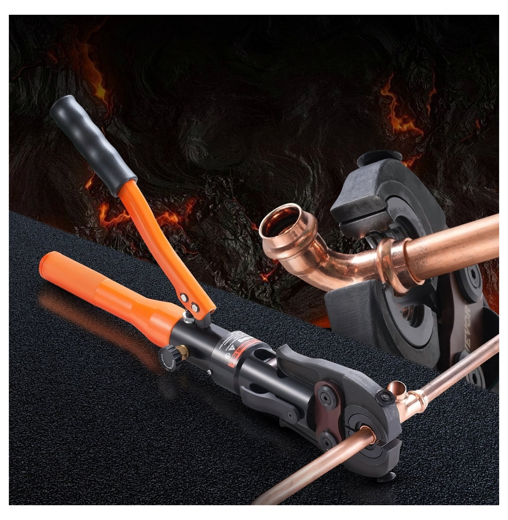 Copper Pipe Crimping Tool, Hydraulic Press Tool 1/2" 3/4" 1" for Copper & 3/8" 1/2" 5/8" F1807 Pex, Copper Ring Crimper, 360° Rotation