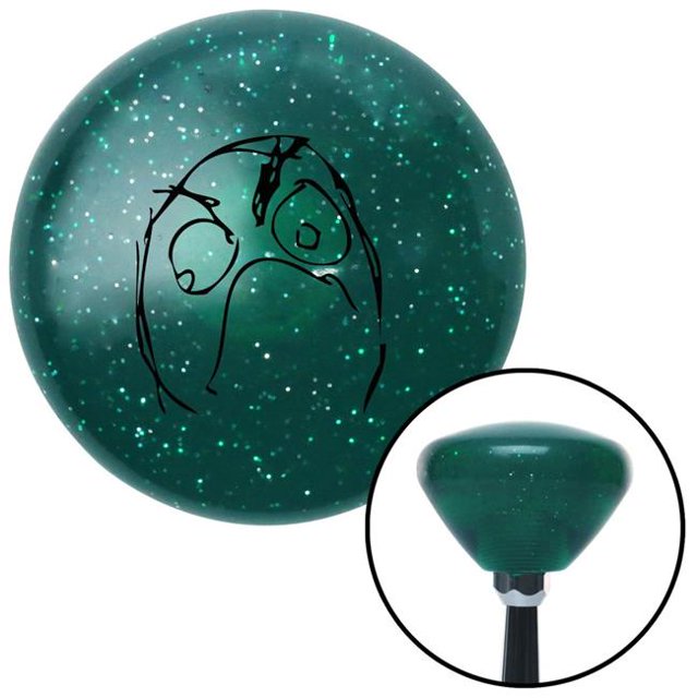 Black Angry Meme Green Retro Metal Flake Shift Knob with M16 x 1.5 Insert Shifter Brody