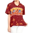 thumbnail image 2 of HAPPY BAY Women's Beach Halloween Costumes Hawaiian Shirt Spooky Skull Print Blouse Tops Short Sleeve Button Down Holiday Party Shirts for Women S Crossbones Blood Red, 2 of 5