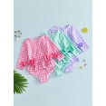thumbnail image 3 of BemeyourBBs Toddler Baby Girl 2 Piece Plaid Swimsuit Infant Girls Bathing Suit Long Sleeve Rash Guard Plaid Long Sleeve Front Bow Back Zipper Tops and Shorts Set Summer Pool Beachwear, 3 of 9