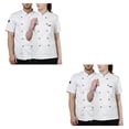 thumbnail image 1 of Monstrate Uniforme de Chef de algodón, camisas de manga corta de verano para hombres, botones con bolsillos delanteros, suministros para el Type3 NO3, 1 of 6