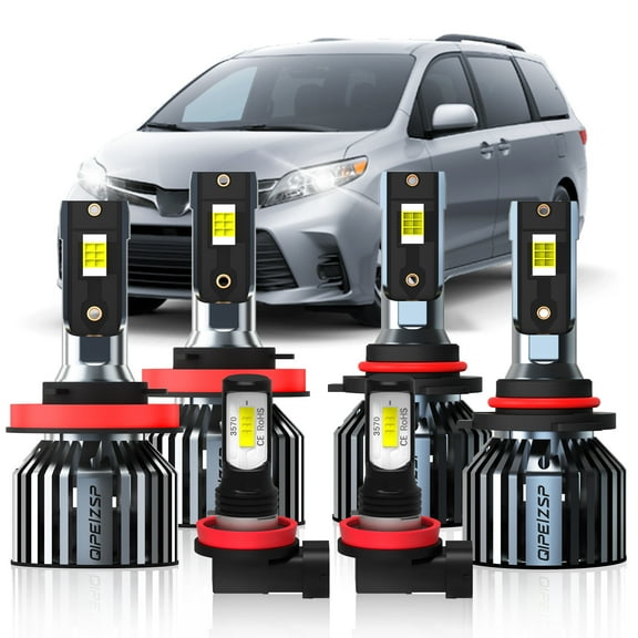 QIPEIZSP LED Headlight Bulbs Compatible with Toyota Sienna 2011-2020, 9005 H11 & Fog H11, 4 Pcs