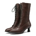 thumbnail image 2 of Women's Mid-Calf Boots Europe And The United States Lace Up Thick High Heeled Fall Winter Footwear, 2 of 9