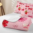 thumbnail image 4 of Manfei 3D Cartoon Strawberry Twin Quilt Set,Pink Cute Bow Twin Coverlet Set,3pcs,1 Bedspread and 1 Pillowcase, 4 of 7
