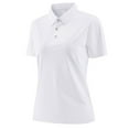 thumbnail image 2 of gbyLJF Womens Shirts Solid Color Athletic Golf Shirts Short Sleeve Button Lapel Collar Summer Tops Casual Basic Tees, 2 of 8