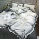 thumbnail image 2 of Juego de cama de color sólido con borde de encaje, funda nórdica con funda de almohada y sábana, 2 of 3